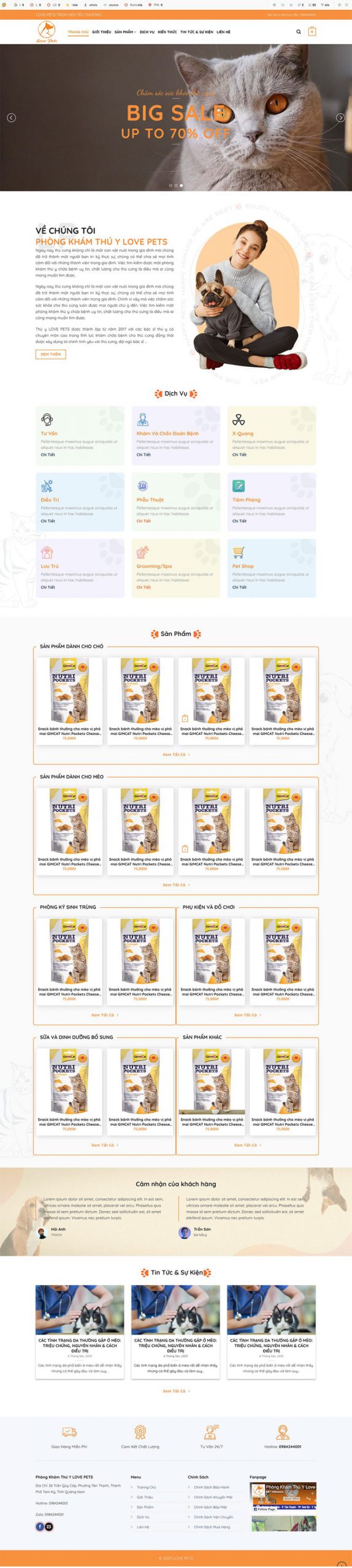 Website Cửa Hàng Bệnh Viện Thú Cưng Pets