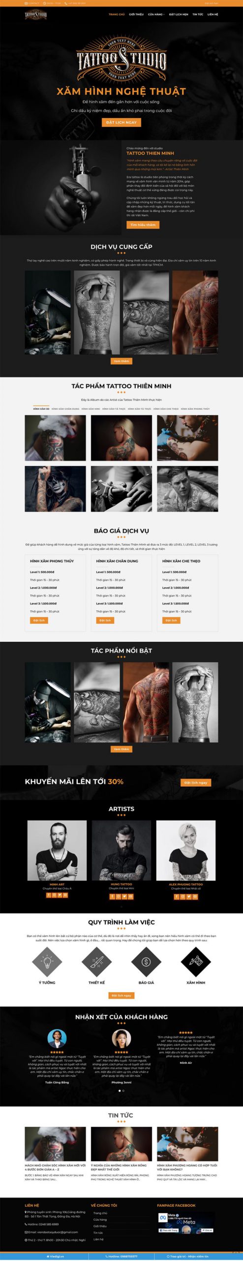 Website Cửa Hàng Dịch Vụ Xăm Hình