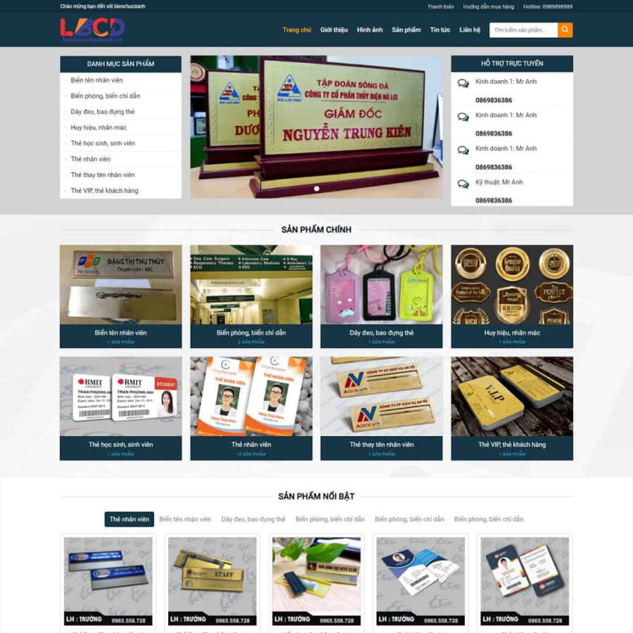 Website Dịch Vụ Làm Biển Chức Danh Thẻ Văn Phòng