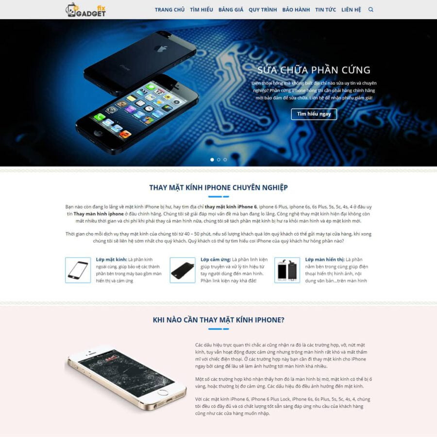 Website Dịch Vụ Sửa Chữa Thay Kính Điện Thoại