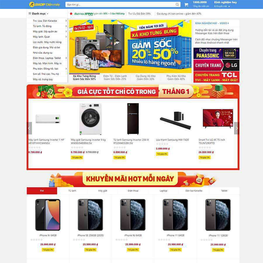 Website Điện Máy Xanh