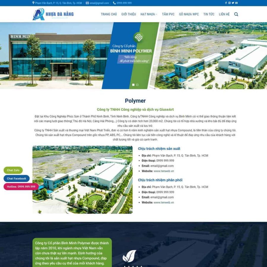 Website Giới Thiệu Công Ty Sản Xuất Hạt Nhựa