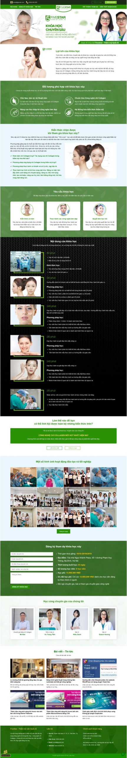 Website Giới Thiệu Khóa Học Làm Đẹp