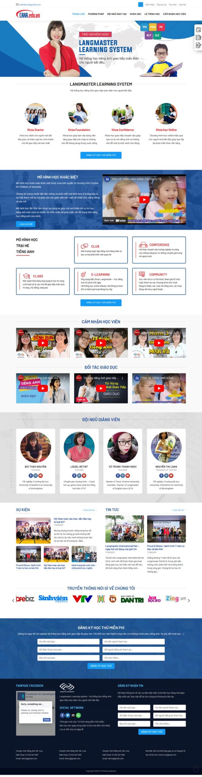 Website Giới Thiệu Khóa Học Tiếng Anh