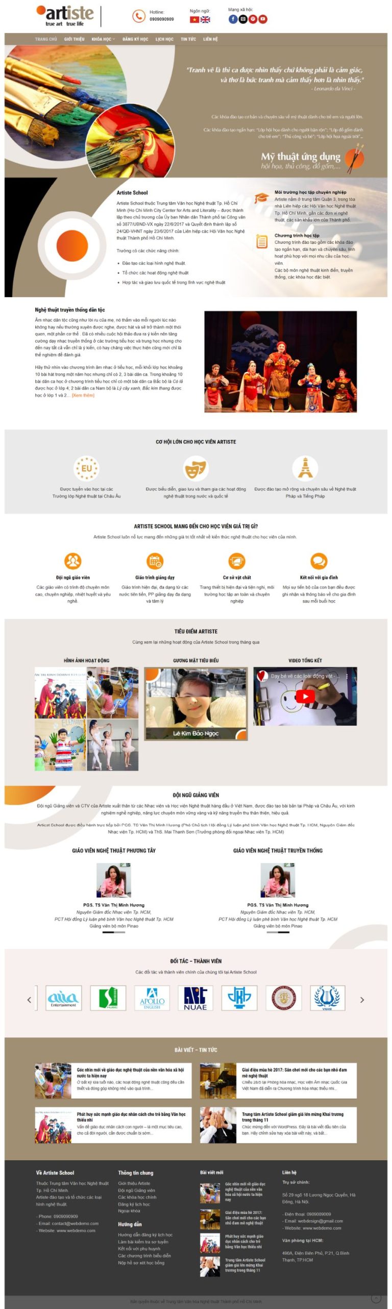 Website Giới Thiệu Trường Nghệ Thuật