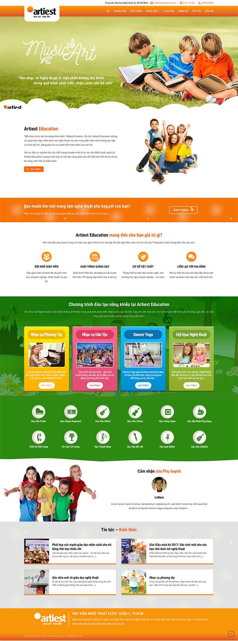 Website Học Viện Nghệ Thuật