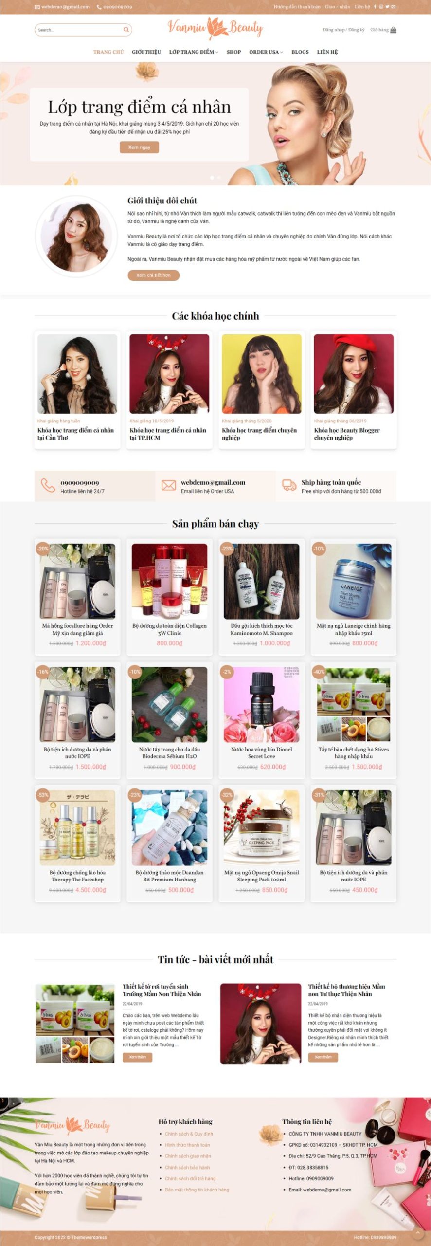 Website Khóa Học Dạy Trang Điểm