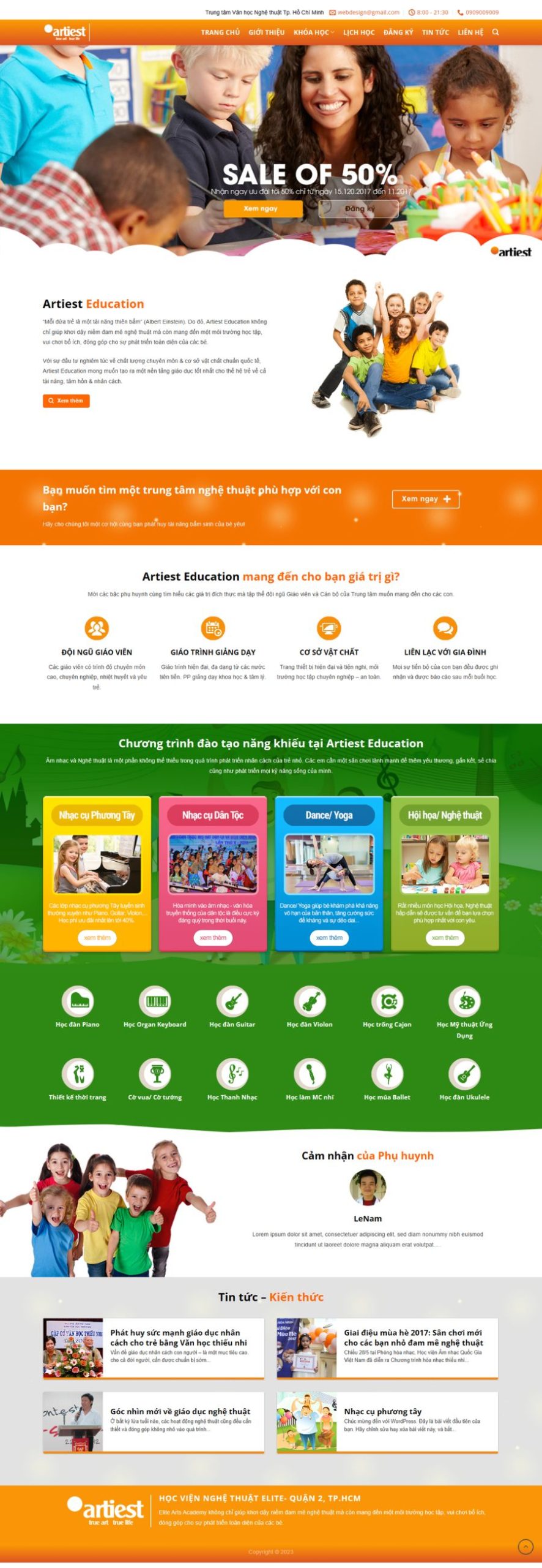 Website Khóa Học Nghệ Thuật