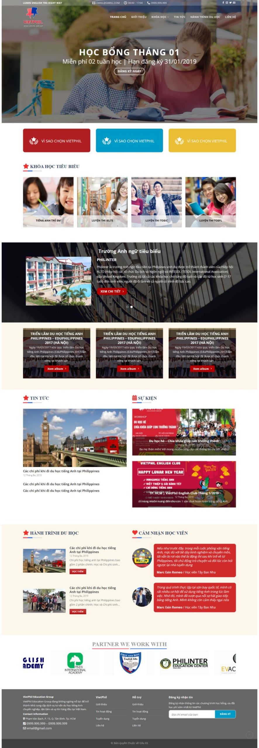 Website Trung Tâm Đào Tạo Anh Ngữ Du Học