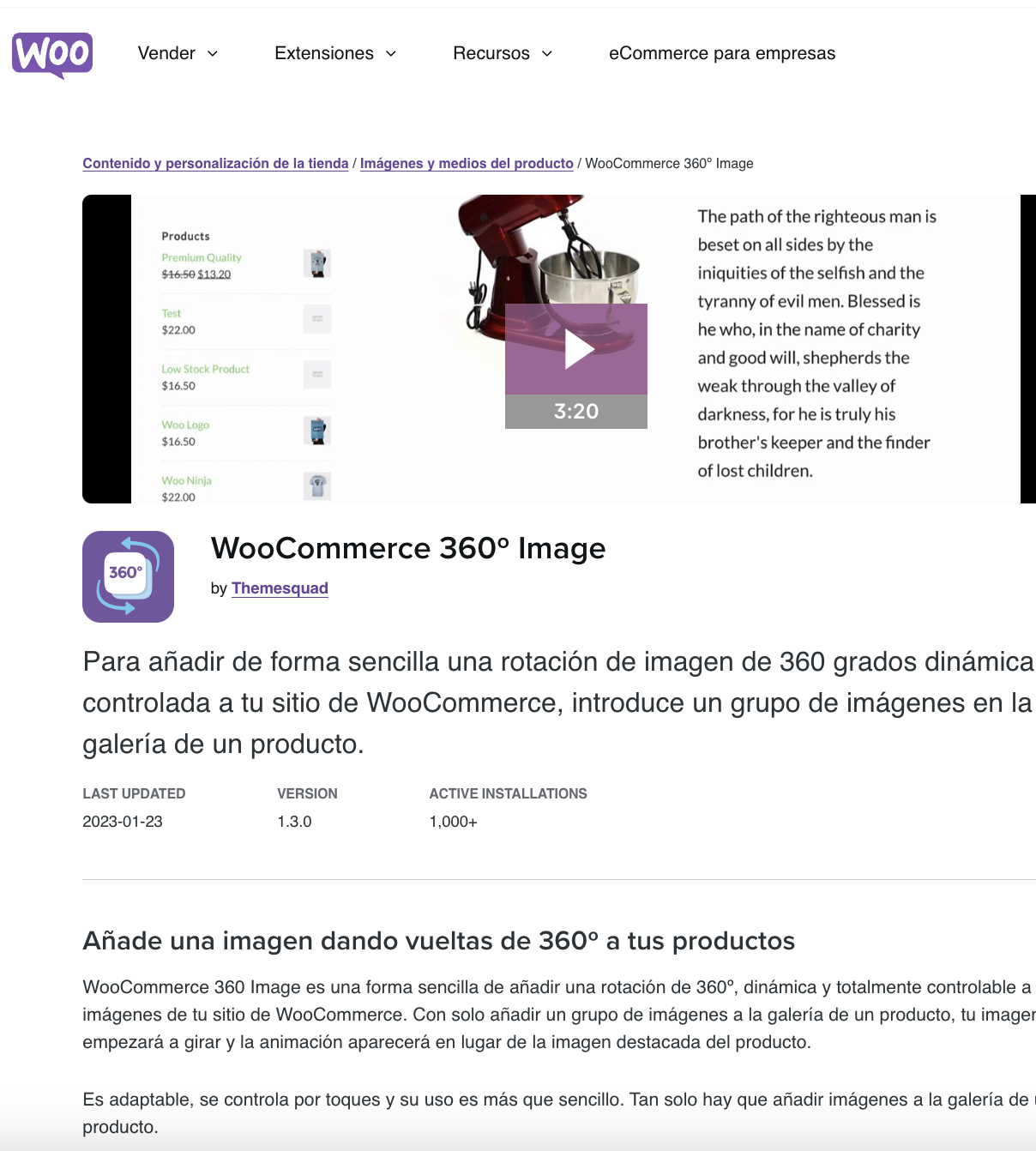 Woocommerce 360o Image