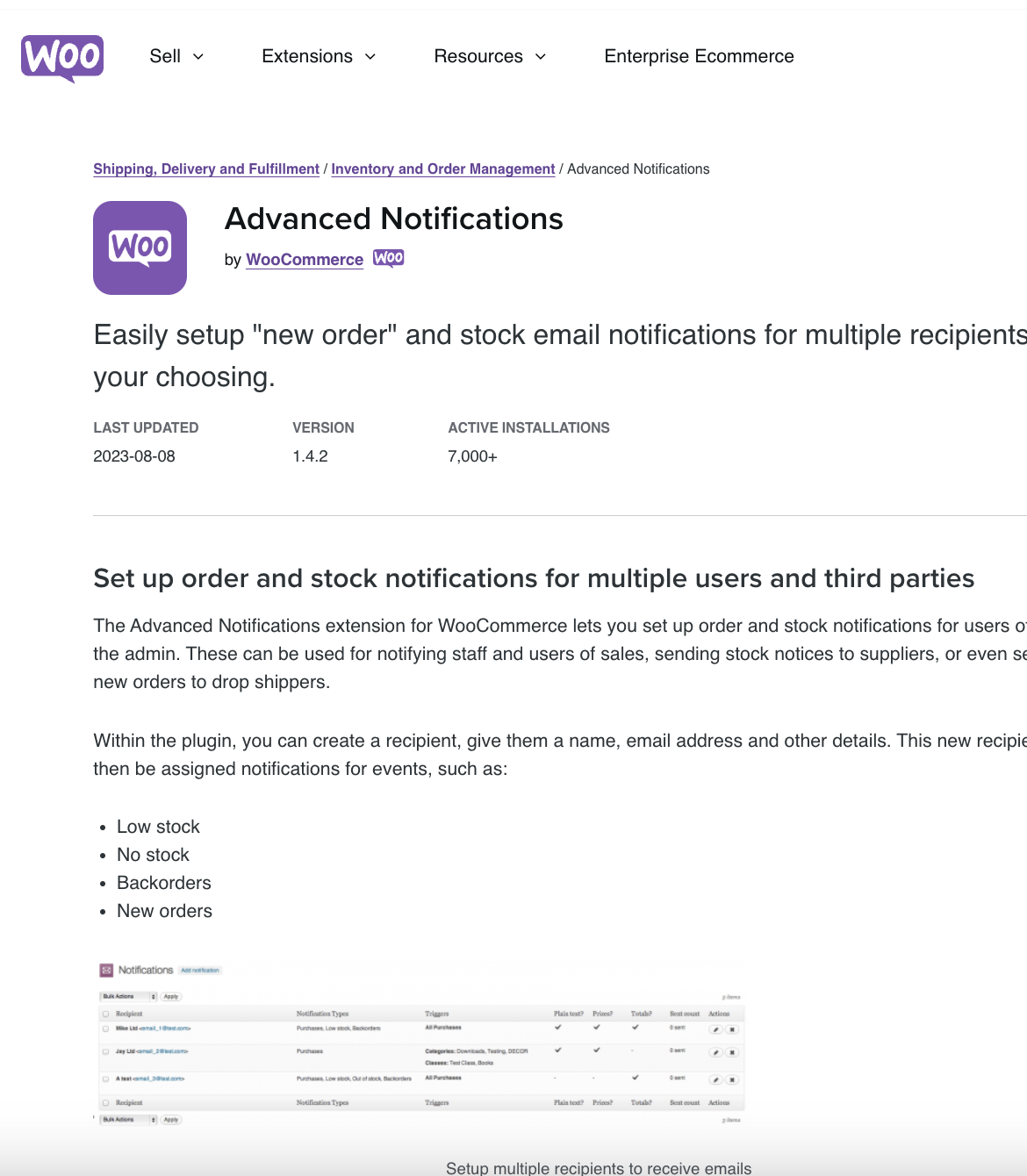 Woocommerce Advanced Notifications