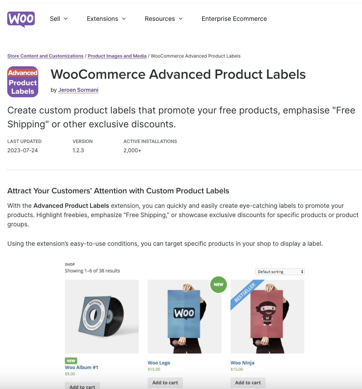 Woocommerce Advanced Product Labels