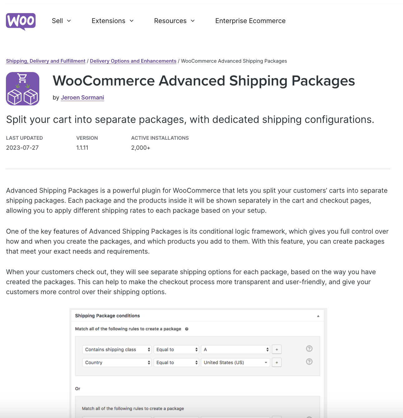 Woocommerce Advanced Shipping Packages