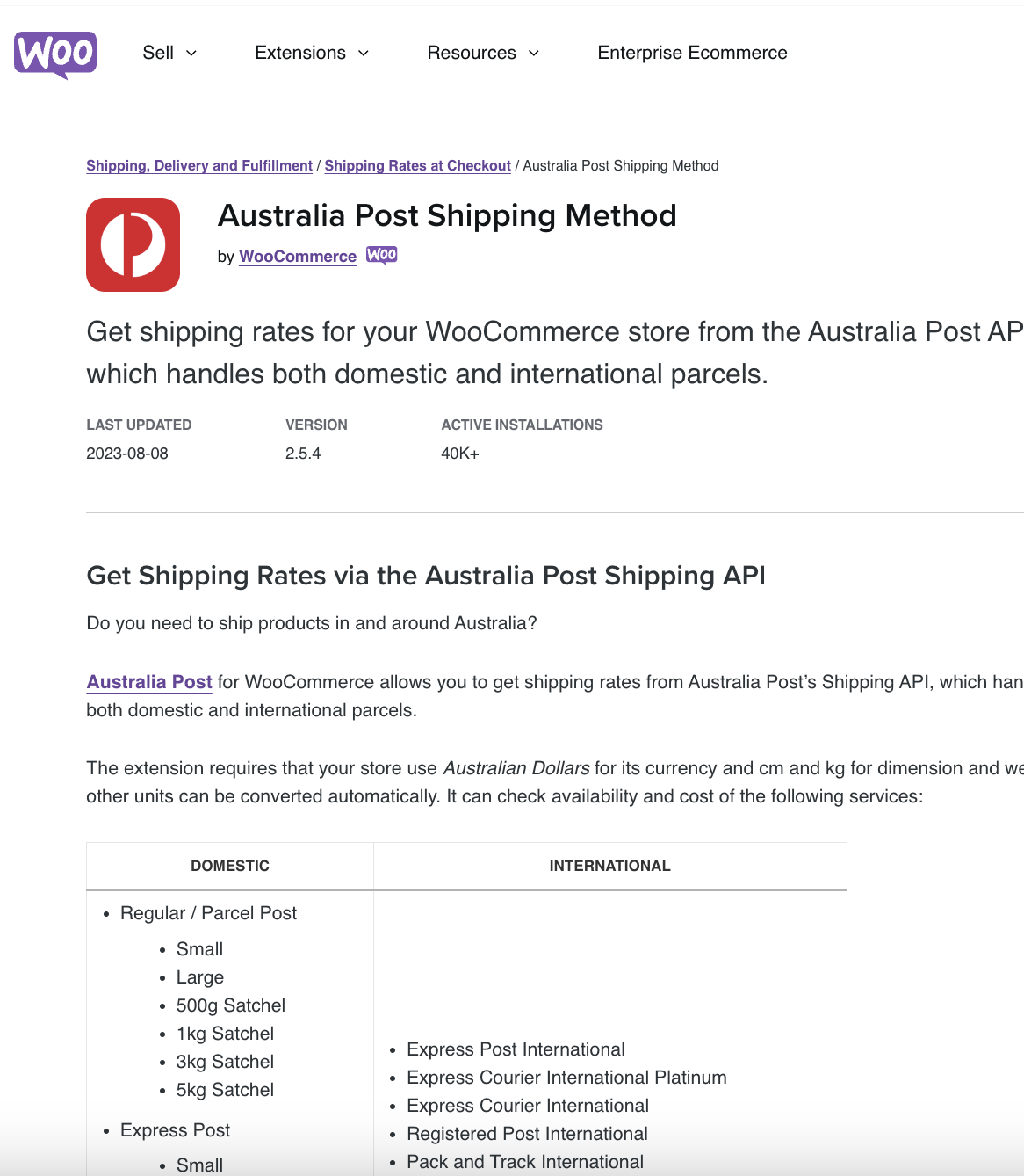 Woocommerce Australia Post Shipping Method