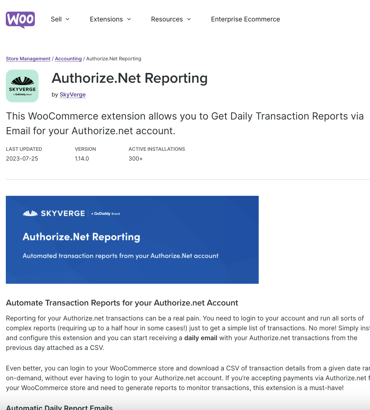 Woocommerce Authorize Net Reporting