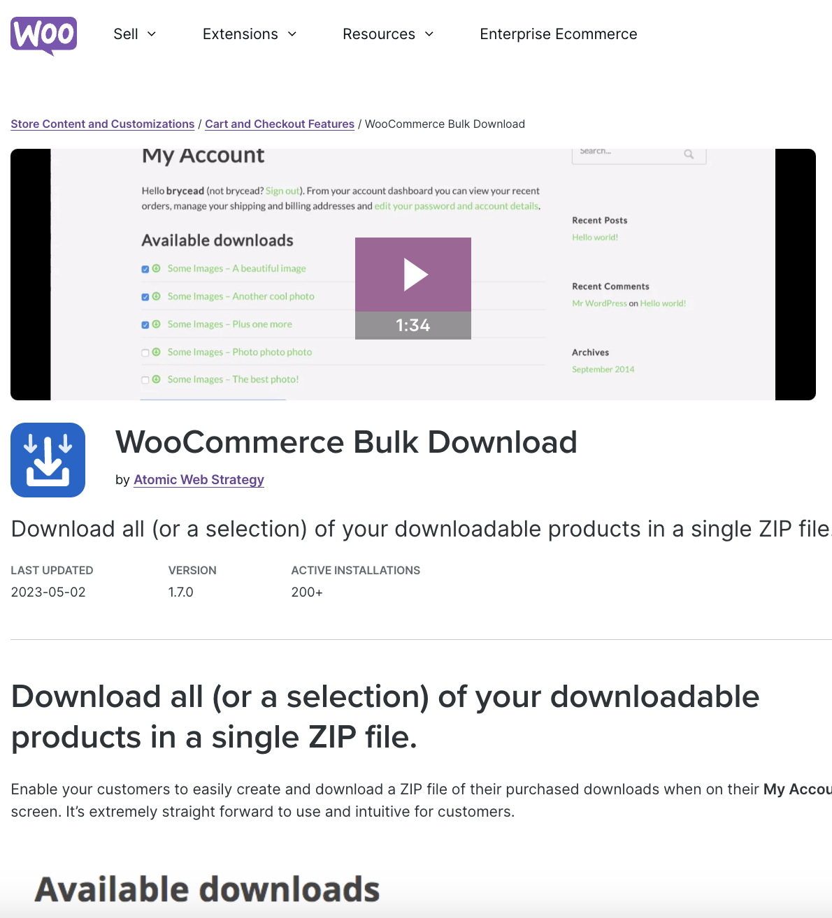 Woocommerce Bulk Download