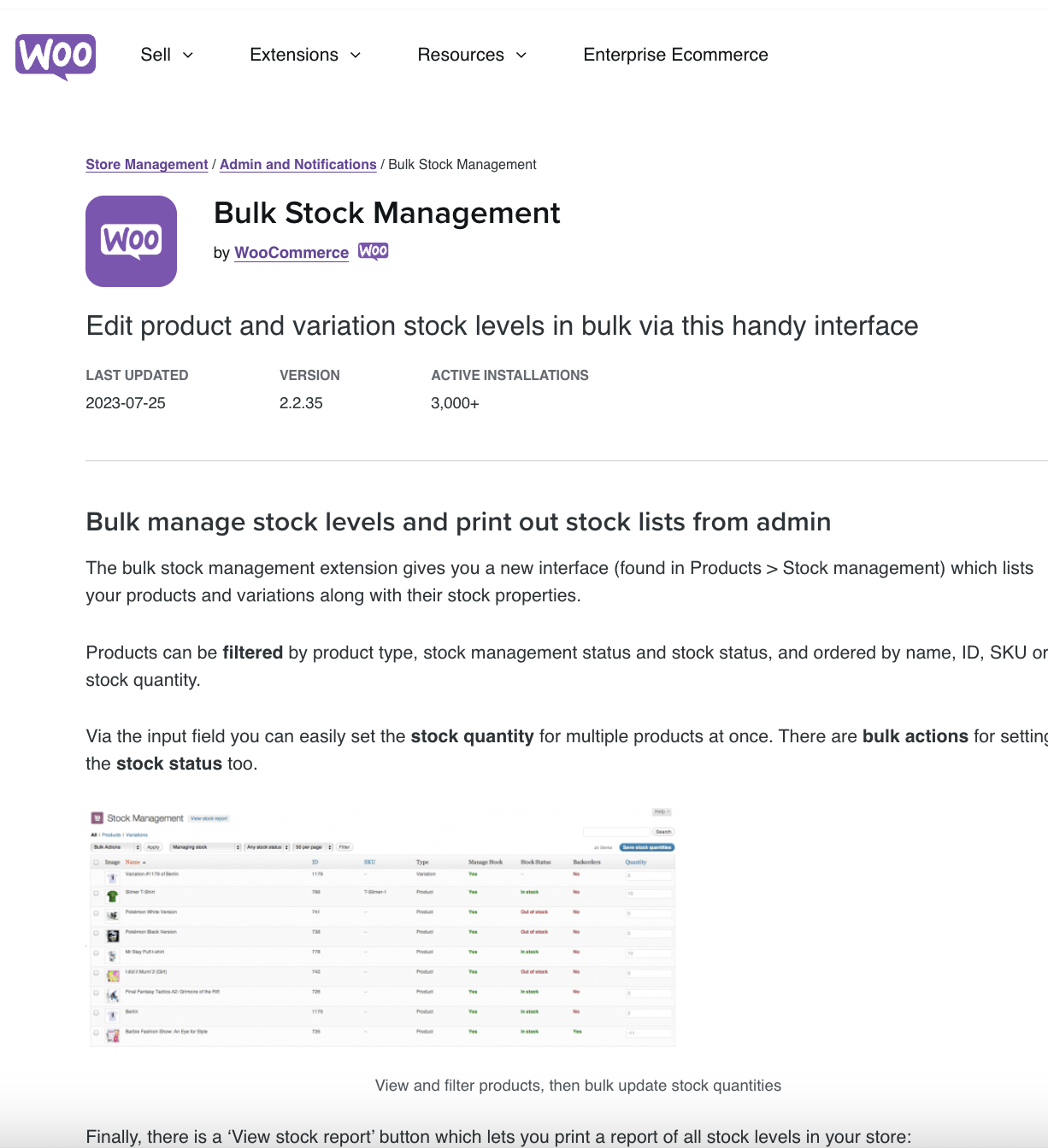 Woocommerce Bulk Stock Management