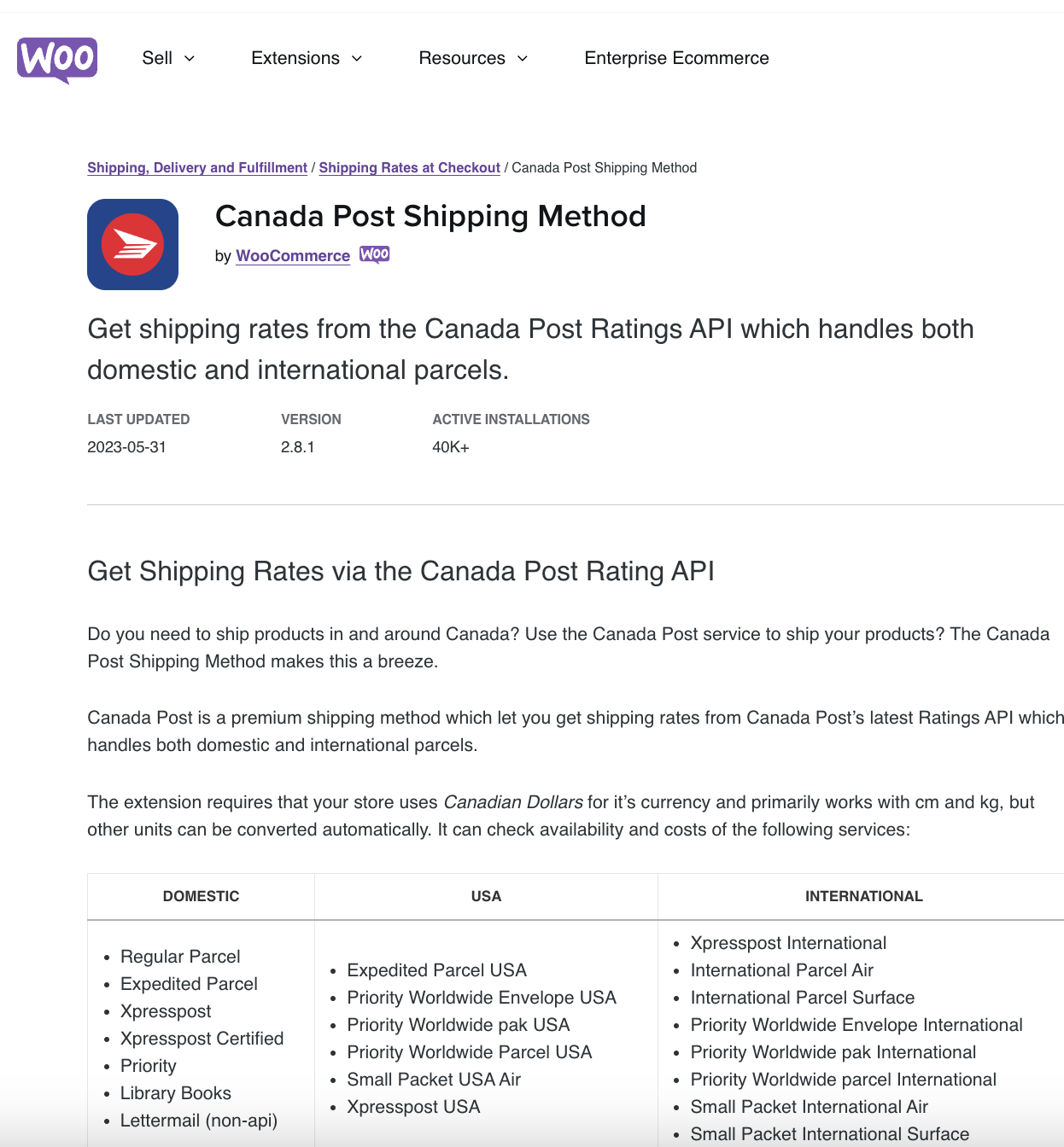 Woocommerce Canada Post Shipping Method