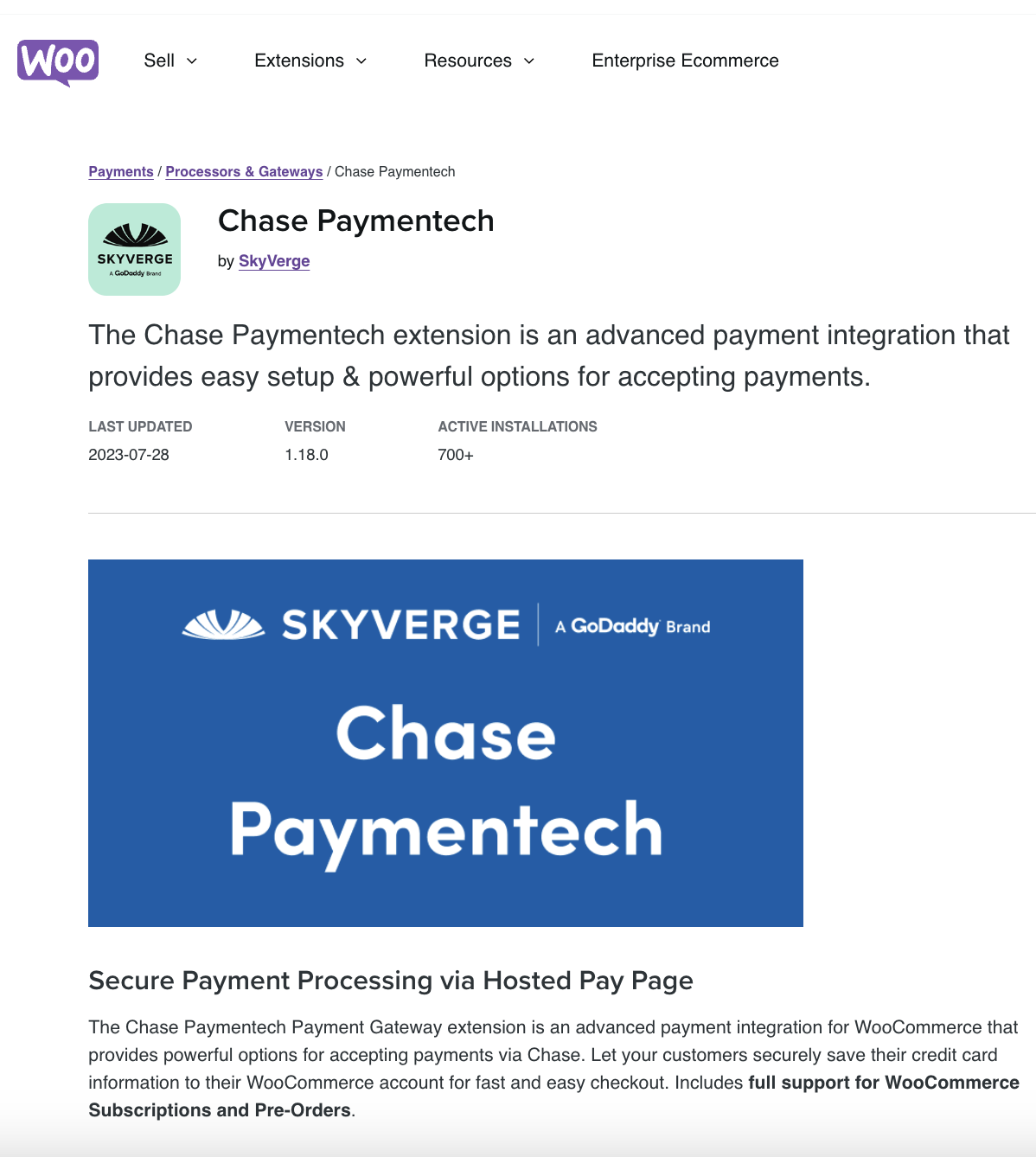 Woocommerce Chase Paymentech
