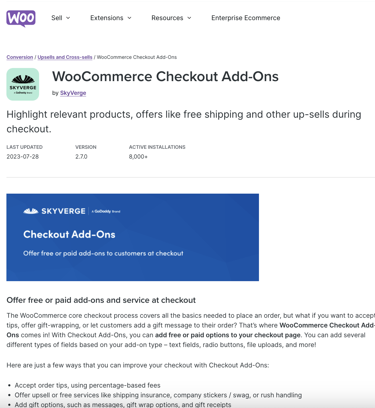 Woocommerce Checkout Add Ons