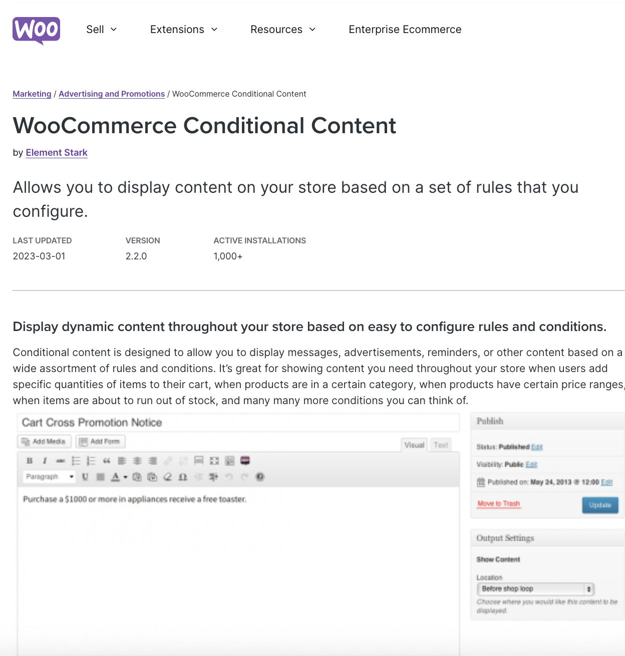 Woocommerce Conditional Content