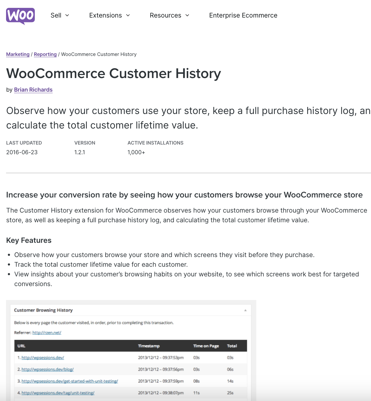 Woocommerce Customer History