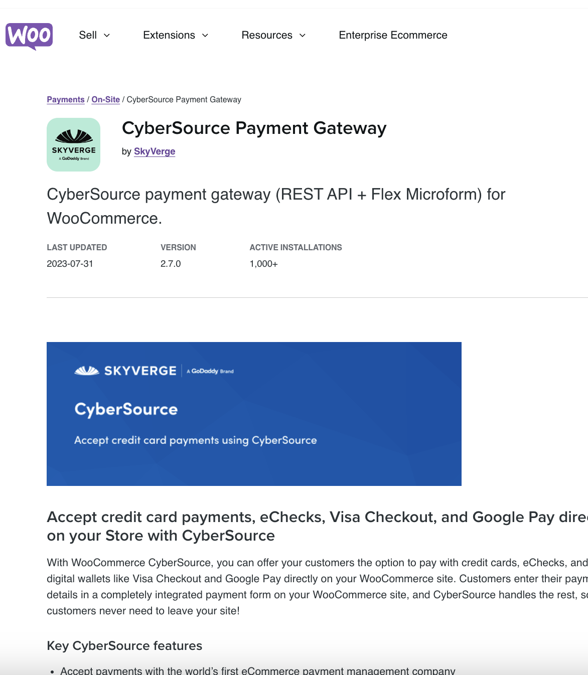 Woocommerce Cybersource Payment Gateway