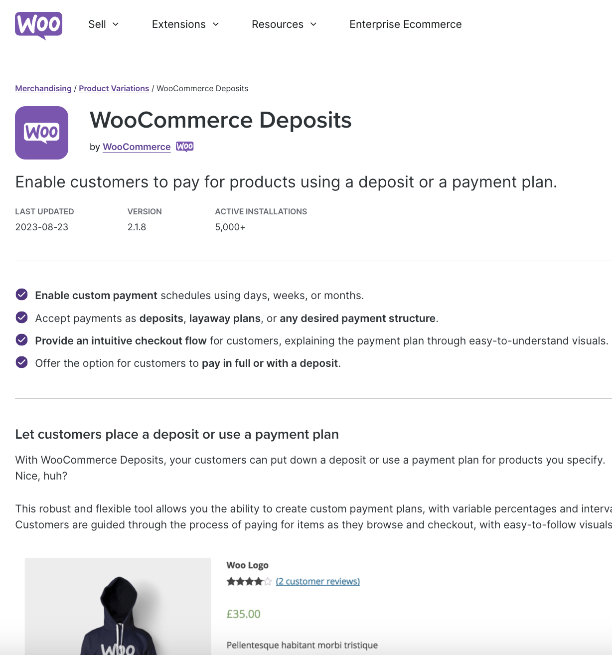 Woocommerce Deposits