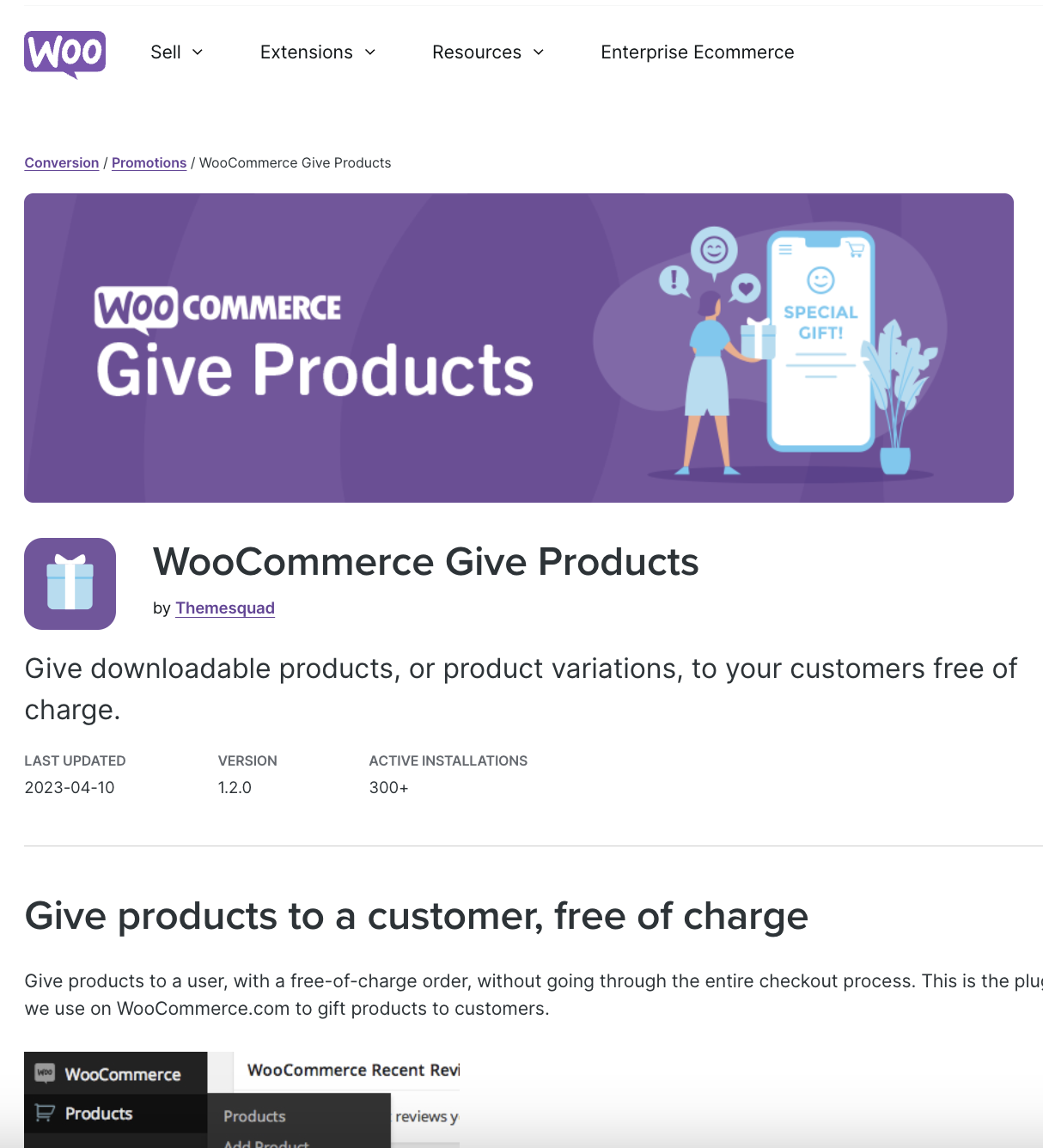 Woocommerce Give Products