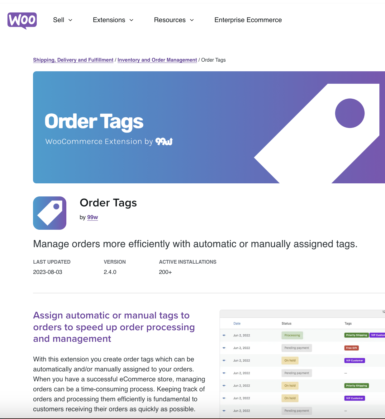 Woocommerce Order Tags