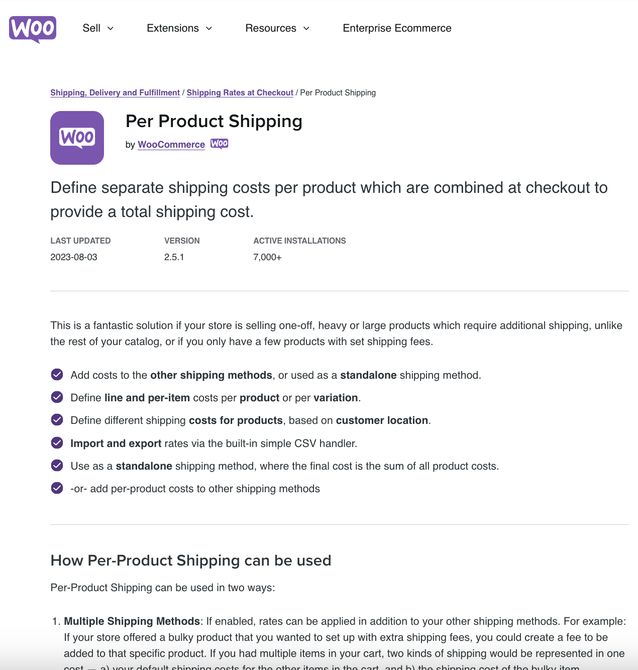 Woocommerce Per Product Shipping