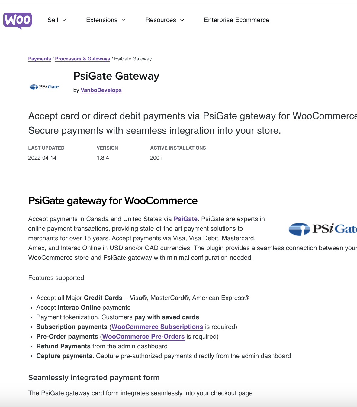 Woocommerce Psigate Gateway