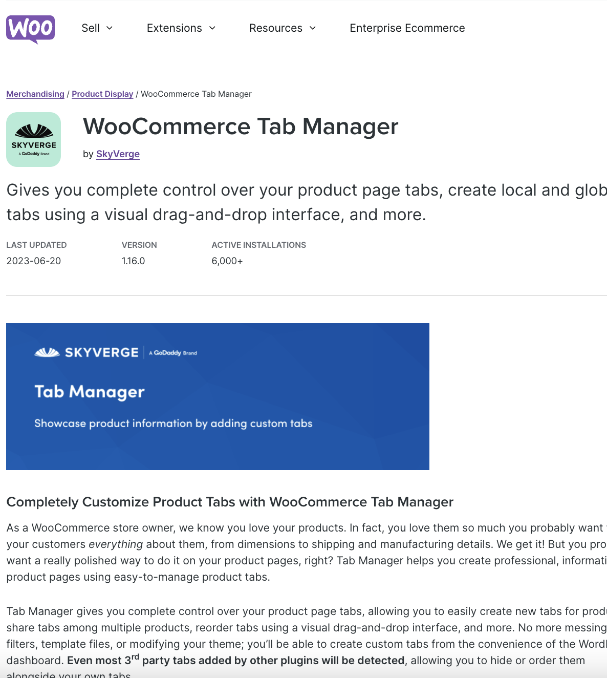 Woocommerce Tab Manager